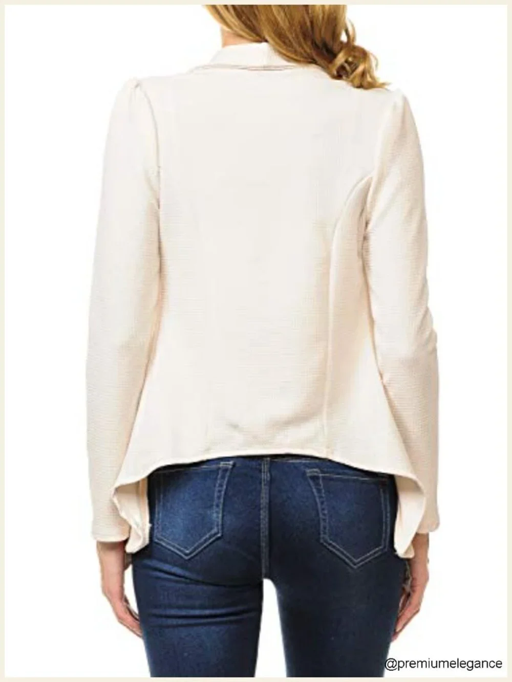 Women's Long Sleeve Draped Open Front Lightweight Blazer, Notch Collar,